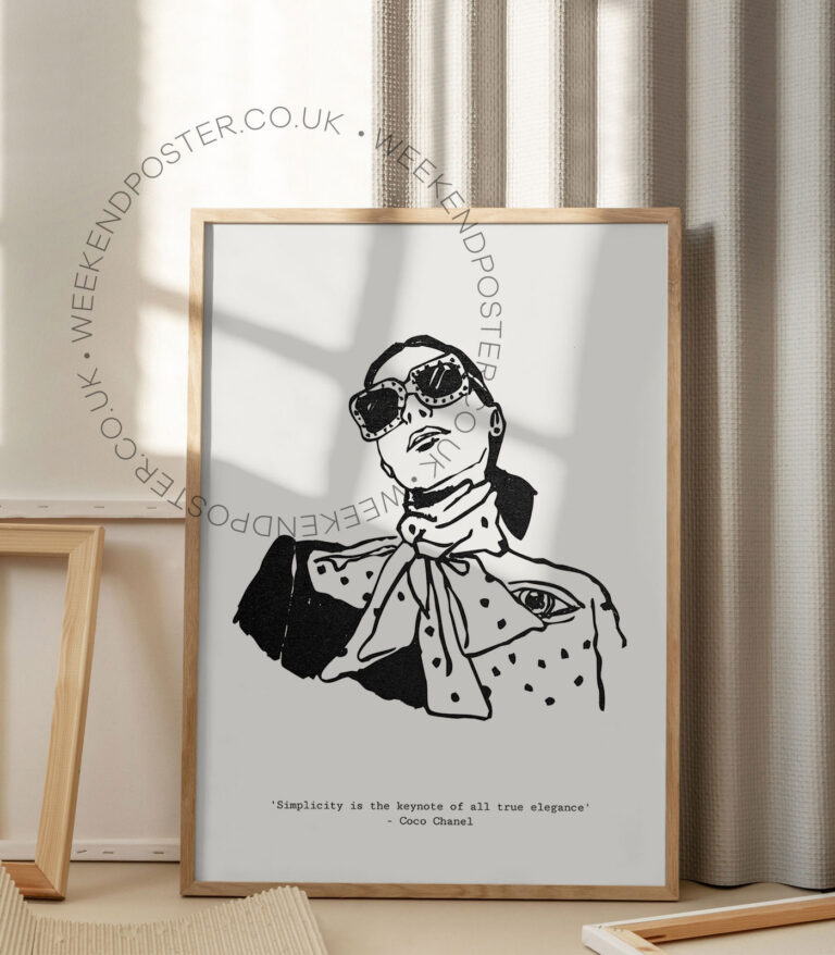 Coco Chanel minimal black and white poster