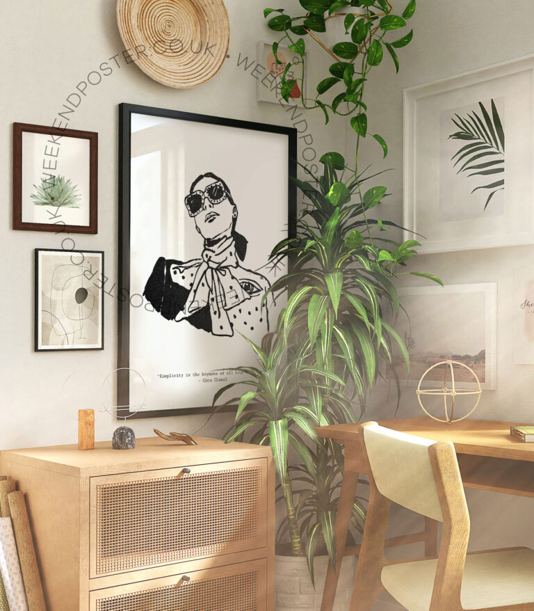 Coco Chanel minimal black and white poster