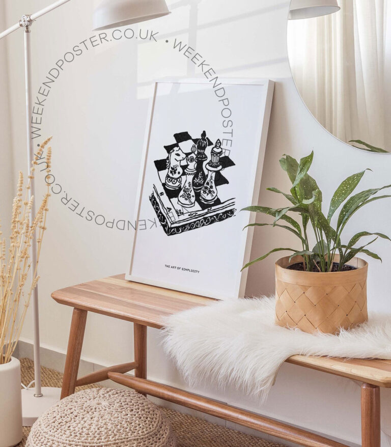 Boheme Chess minimal black and white poster