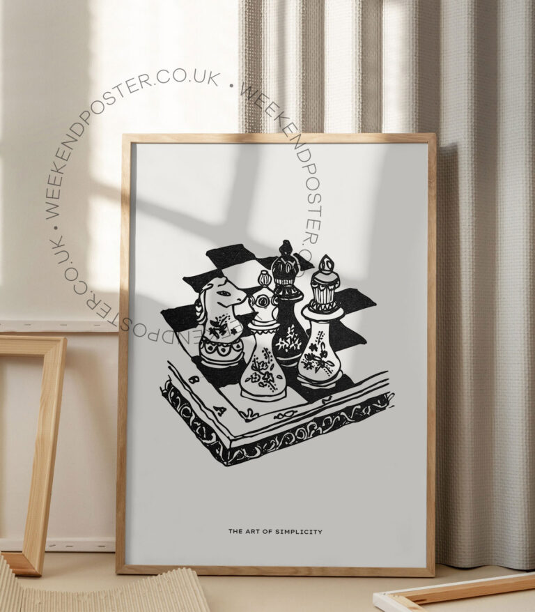 Boheme Chess minimal black and white poster