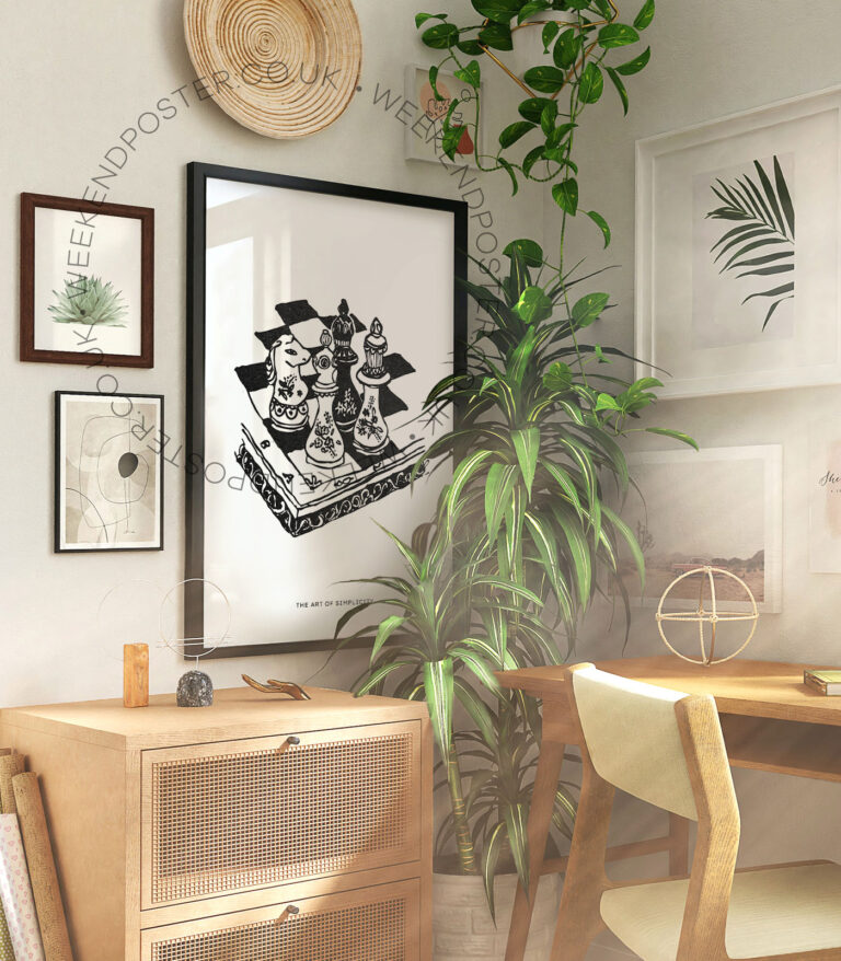 Boheme Chess minimal black and white poster