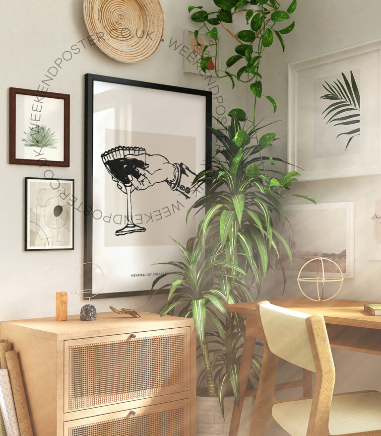 Cocktail minimal black and white poster