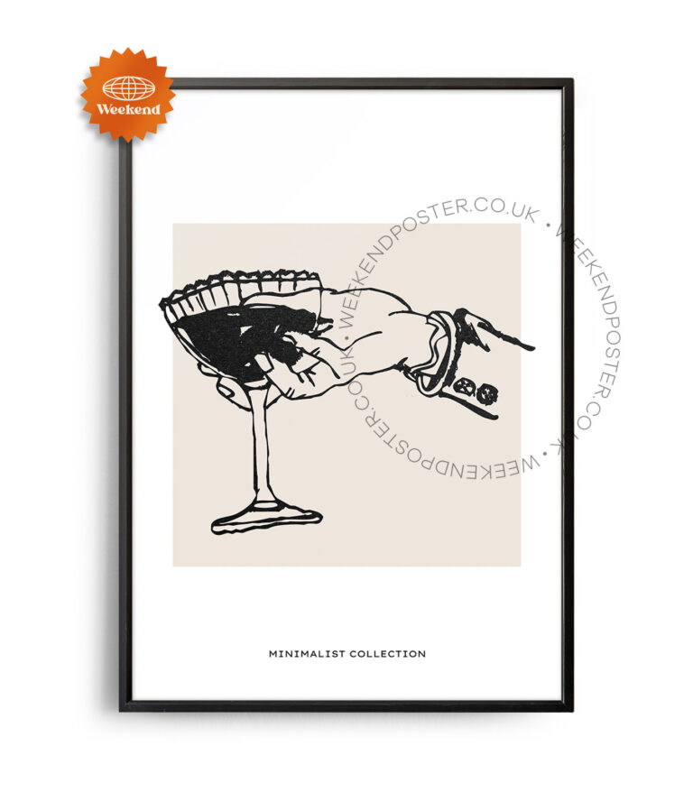 Cocktail minimal black and white poster