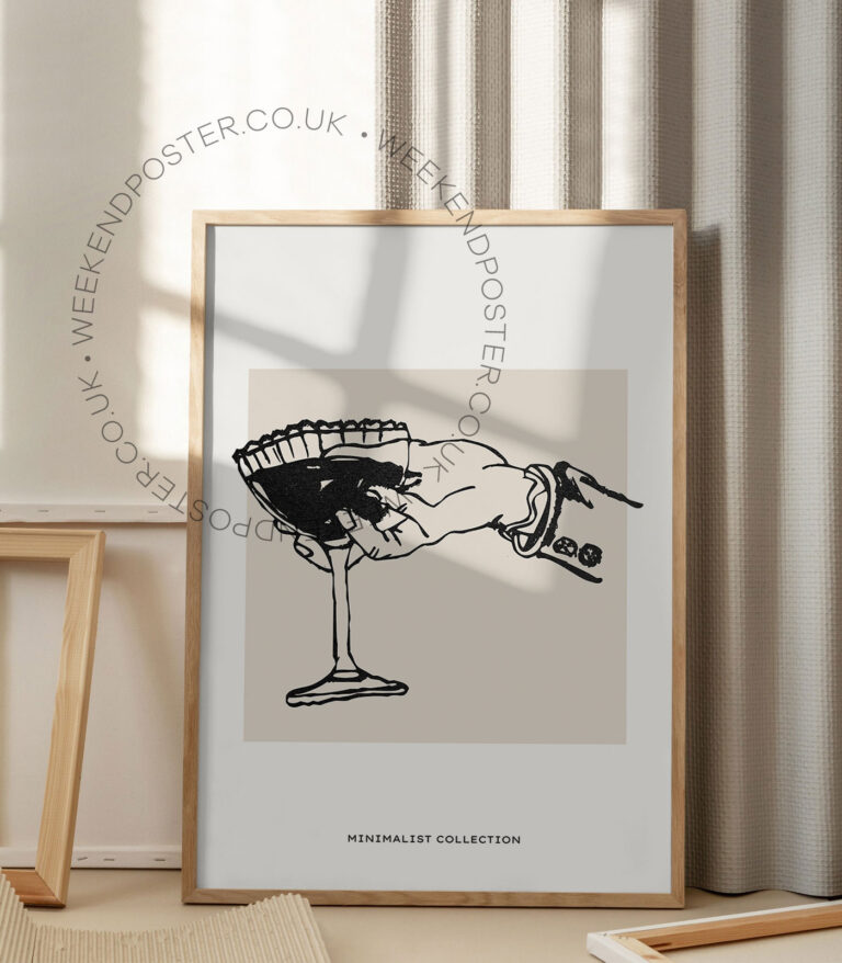 Cocktail minimal black and white poster