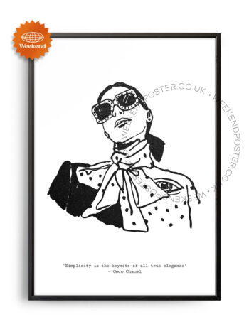 Coco Chanel minimal black and white poster