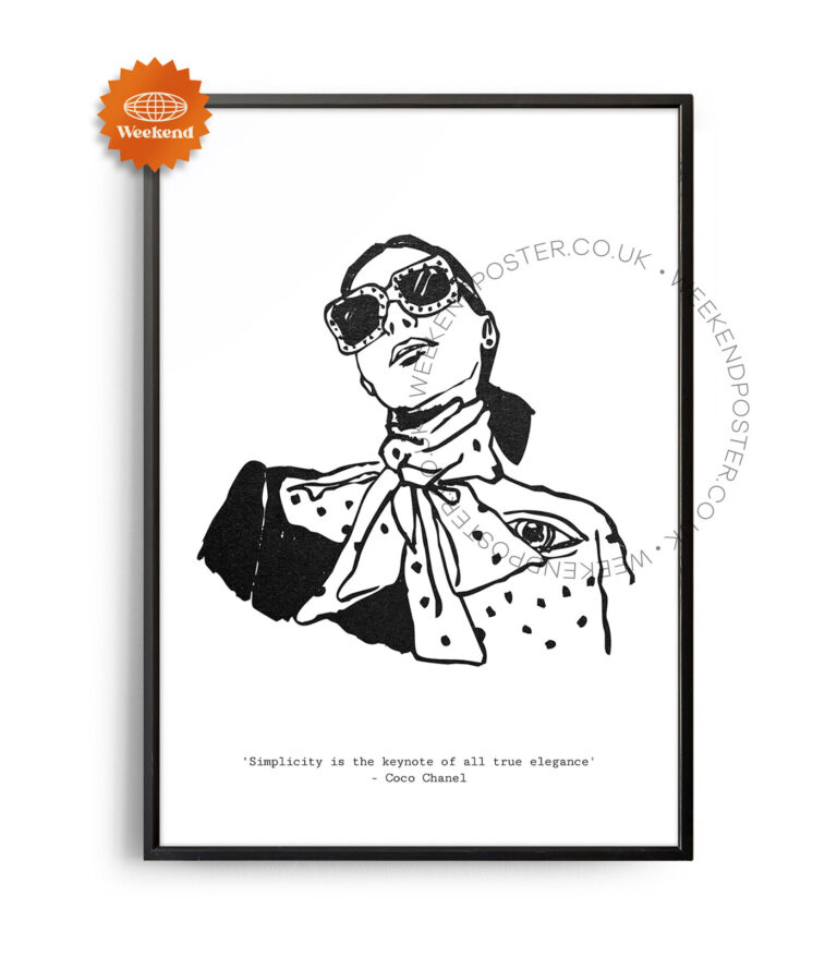 Coco Chanel minimal black and white poster