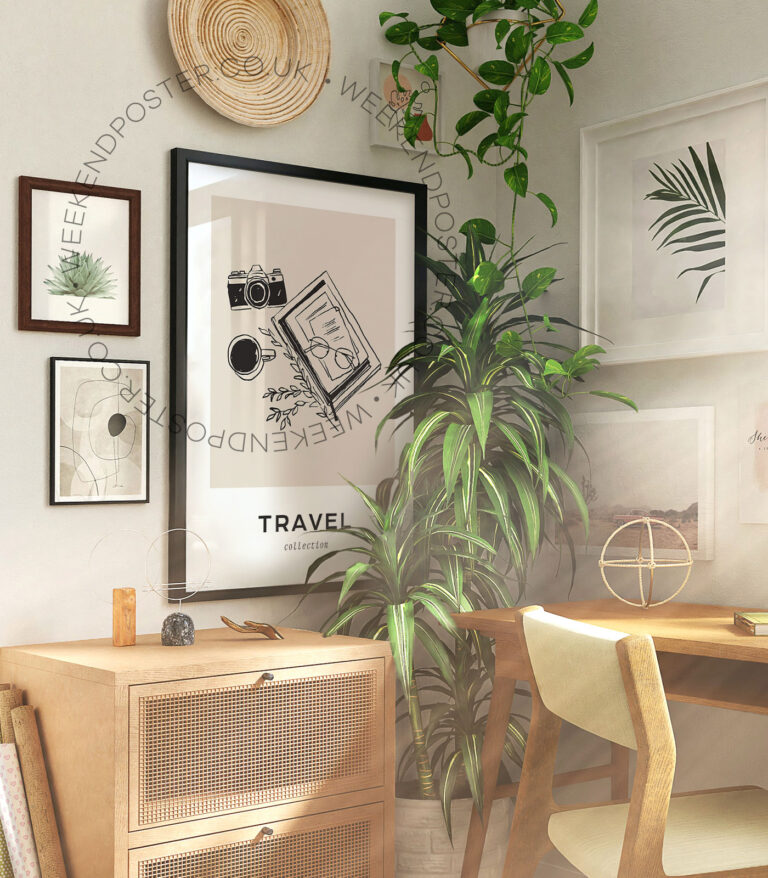 Retro Scene minimal black and white poster