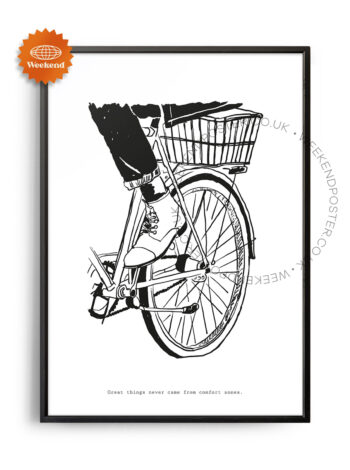 Cycling Girl minimal black and white poster