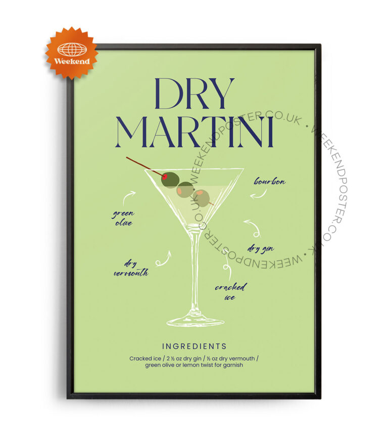 Dry Martini colorful cocktail poster
