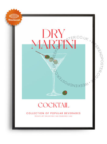 Dry Martini colorful cocktail poster