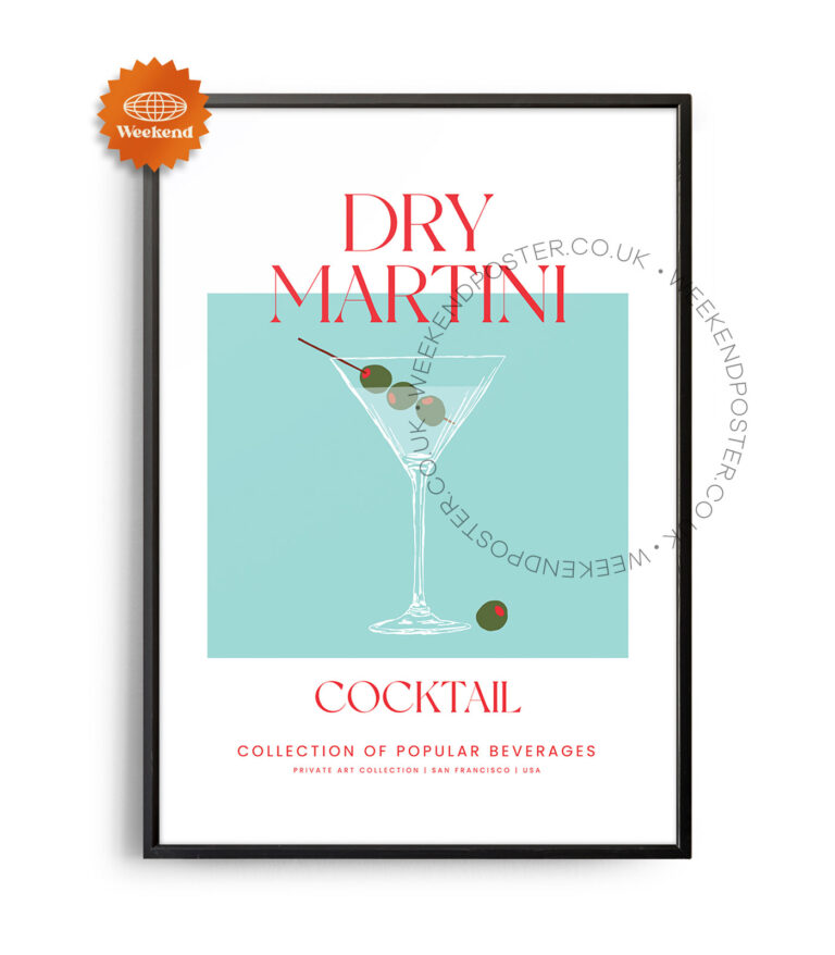 Dry Martini colorful cocktail poster