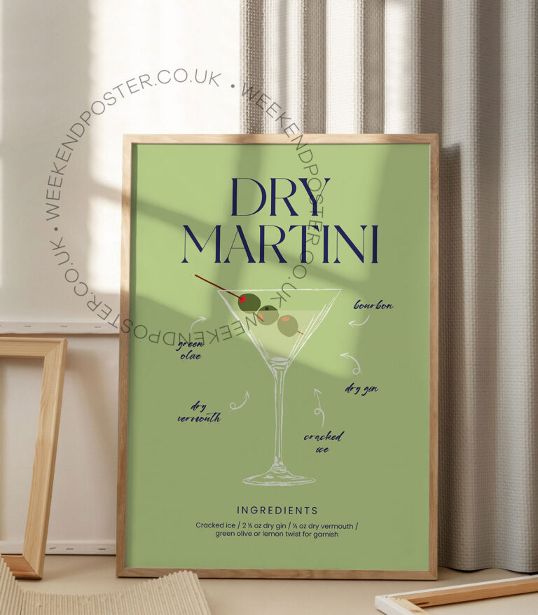 Dry Martini colorful cocktail poster