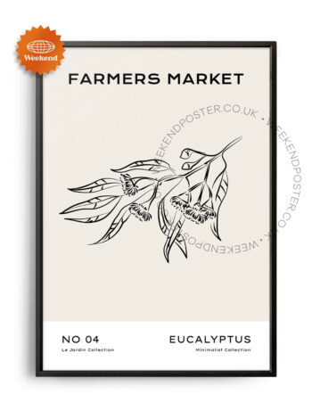 Eucalyptus minimal black and white poster