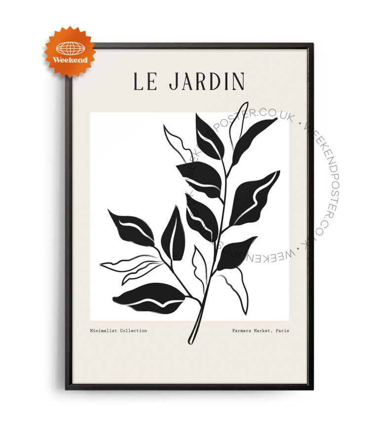 Farmers Market Paris minimal black and white poster