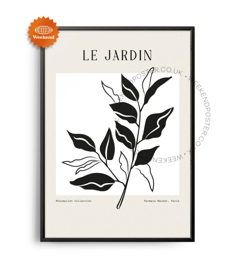 Farmers Market Paris minimal black and white poster