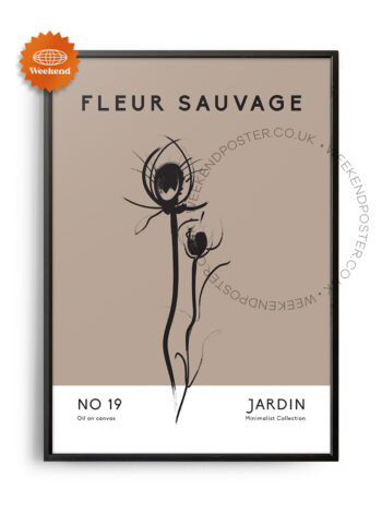 Fleur Sauvage minimal black and white poster