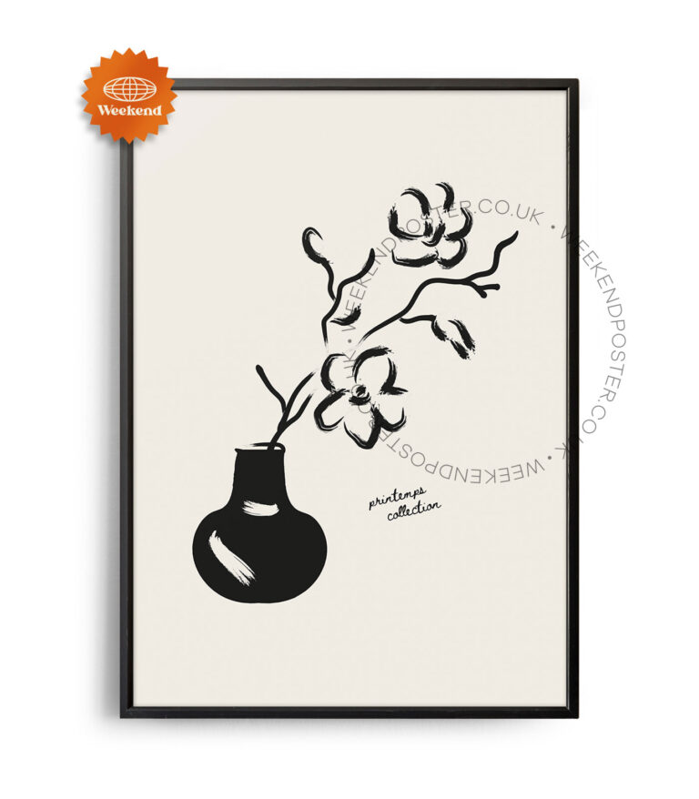 Botanique minimal black and white poster