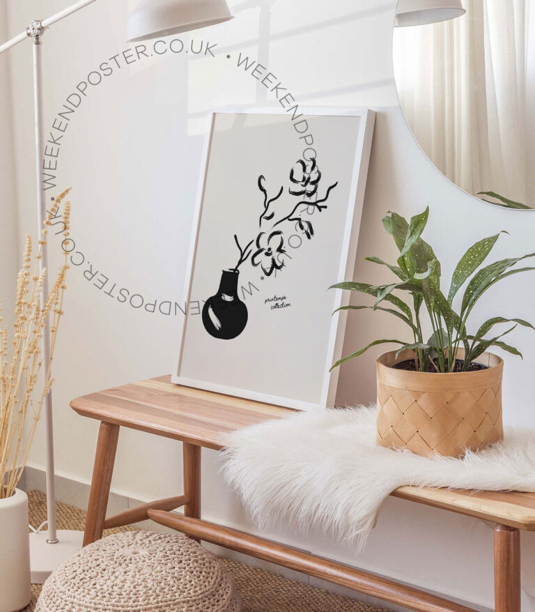 Botanique minimal black and white poster