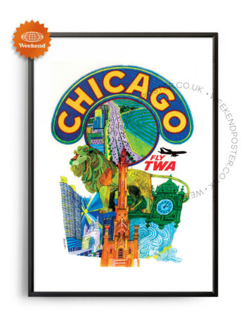 Fly Twa Chicago vintage poster