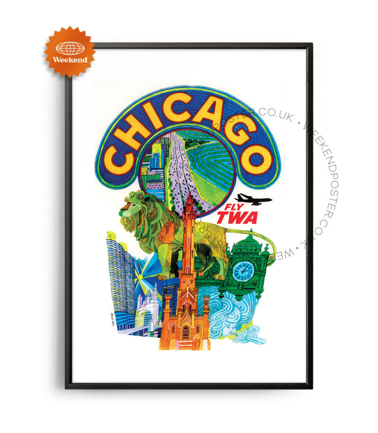 Fly Twa Chicago vintage poster
