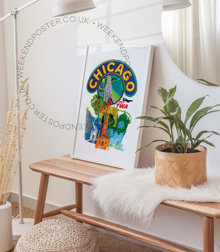 Fly Twa Chicago vintage poster
