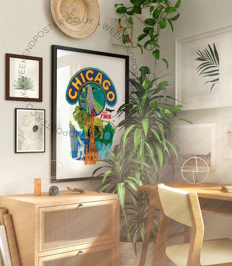 Fly Twa Chicago vintage poster