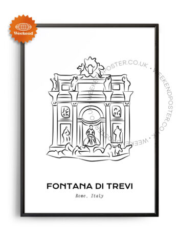 Fontana Di Trevi Rome minimal black and white poster