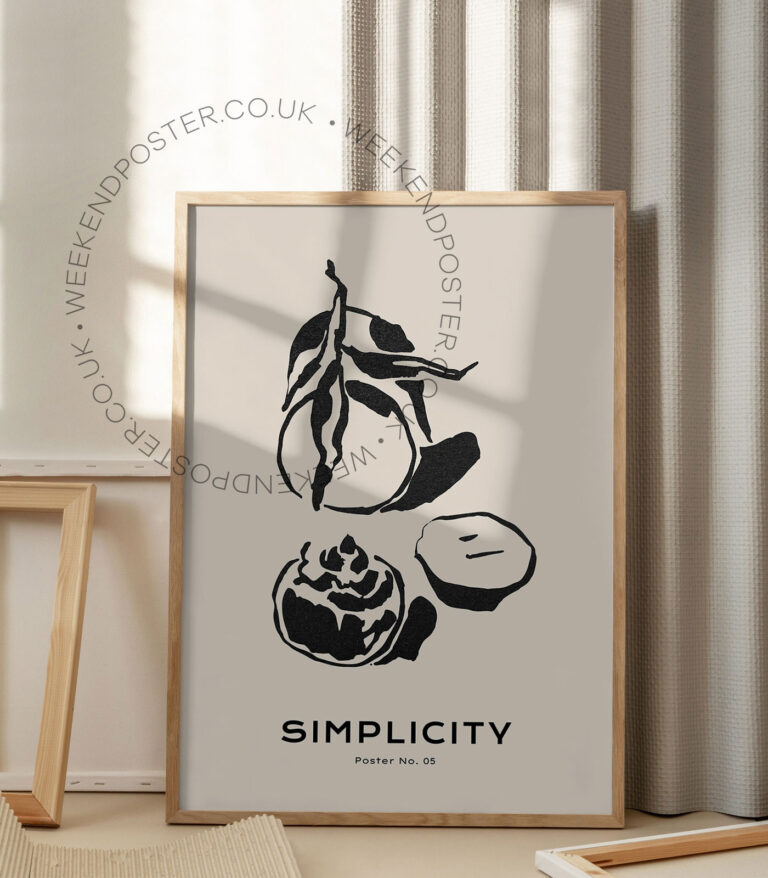 Fruit Boheme minimal black and white poster