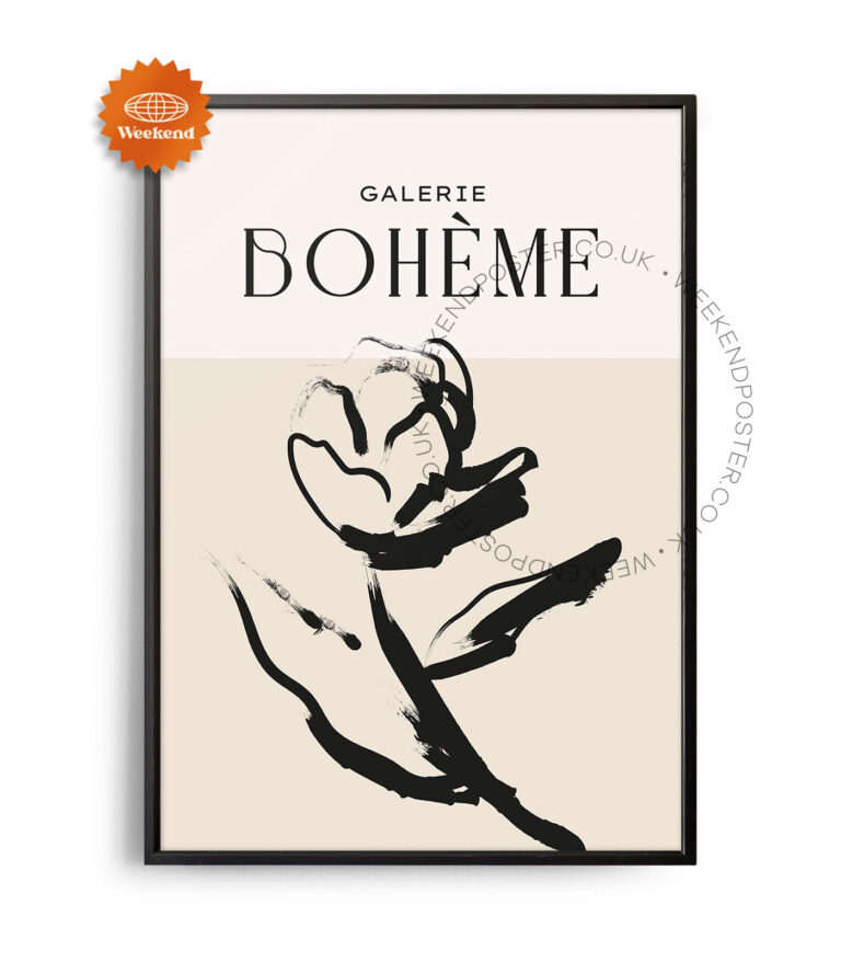 Galerie Boheme minimal black and white poster