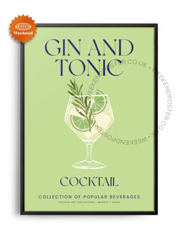 Gin and Tonic colorful cocktail poster