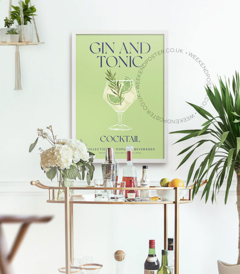 Gin and Tonic colorful cocktail poster