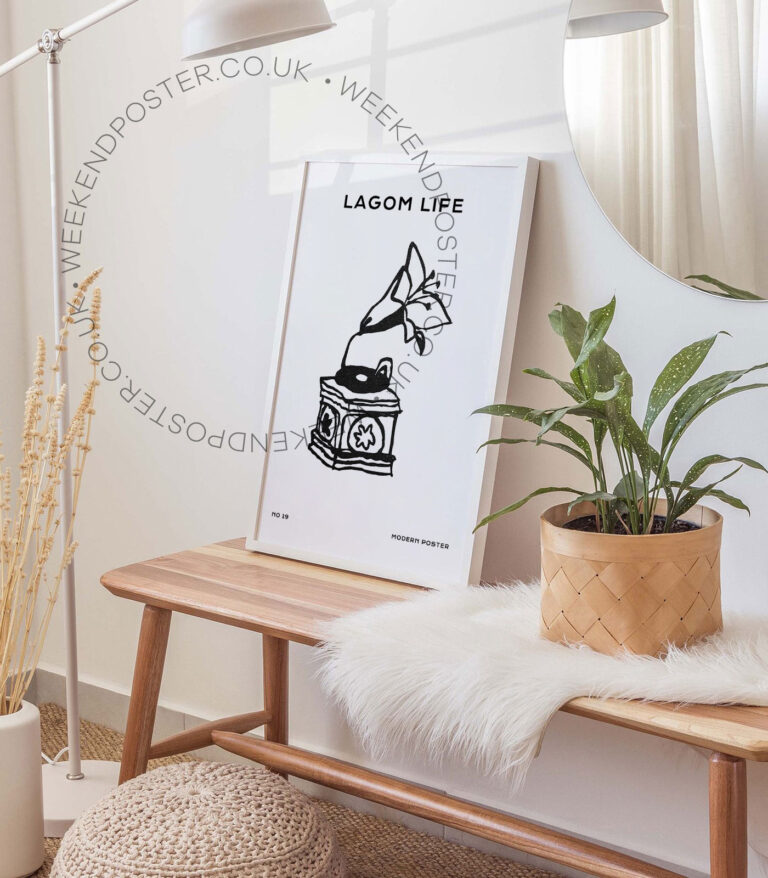 Gramophone minimal black and white poster