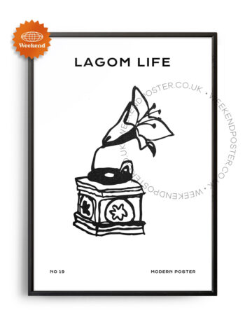 Gramophone minimal black and white poster