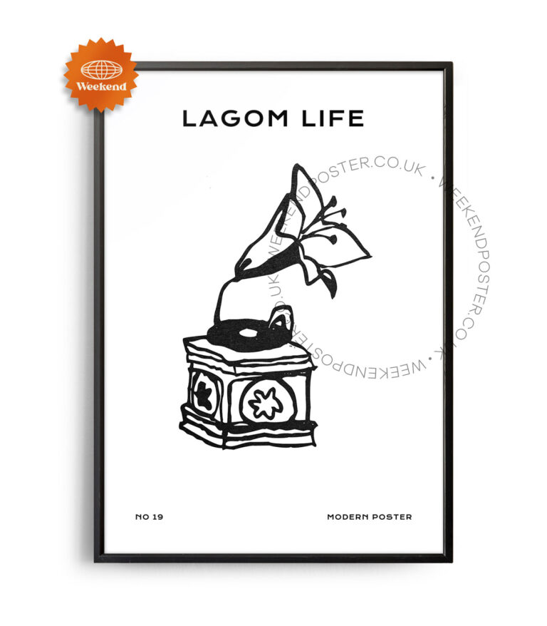 Gramophone minimal black and white poster