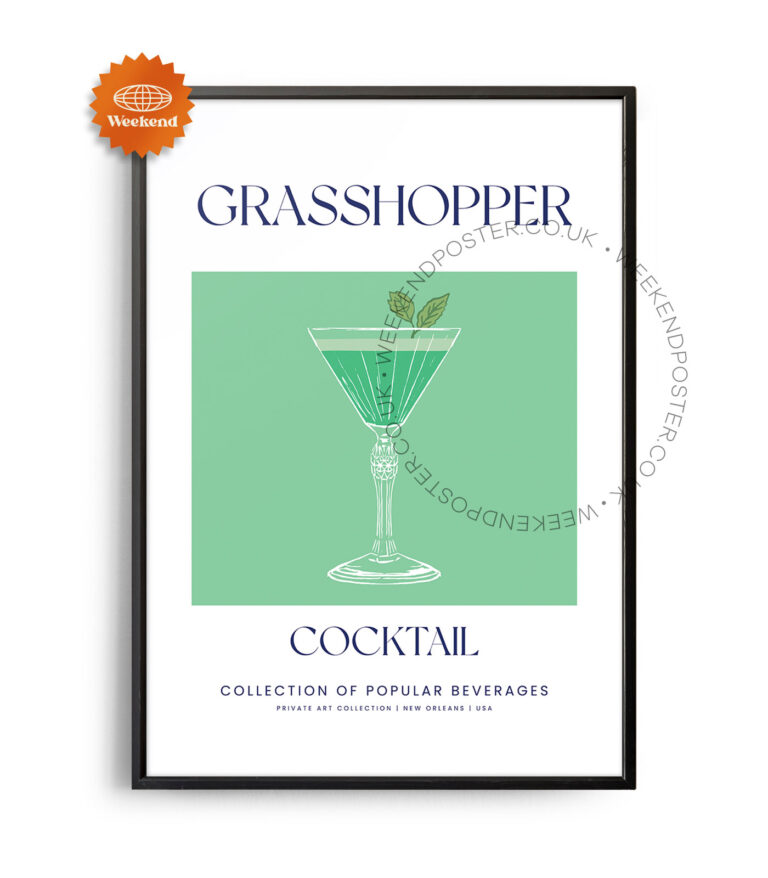 Grasshopper colorful cocktail poster