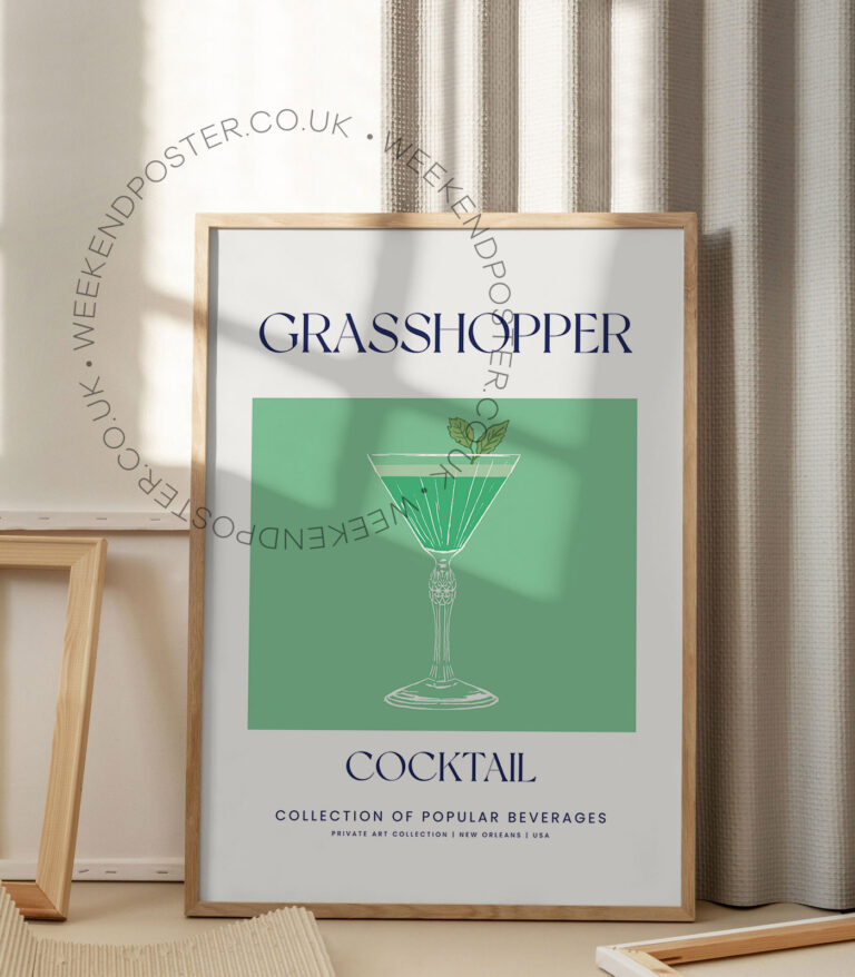 Grasshopper colorful cocktail poster