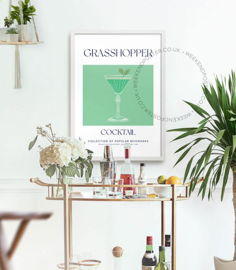 Grasshopper colorful cocktail poster