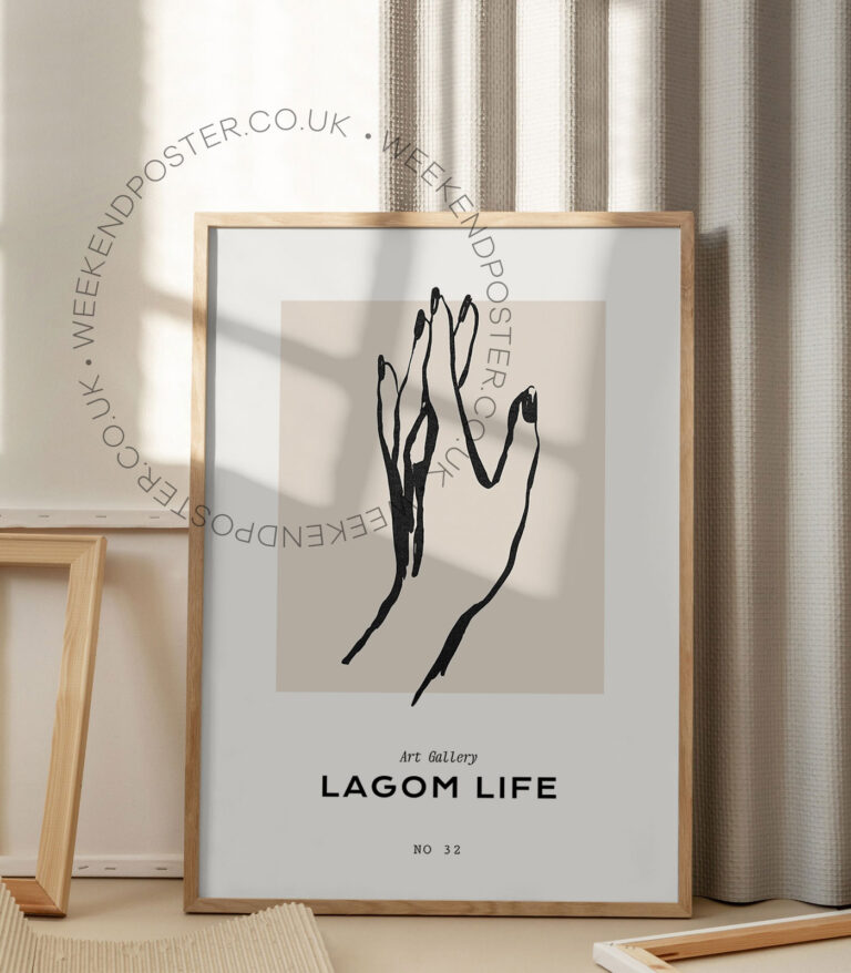 Woman Hand minimal black and white poster