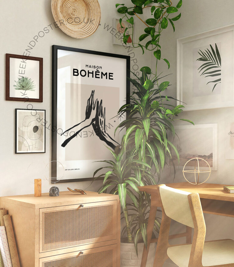 Maison Boheme minimal black and white poster