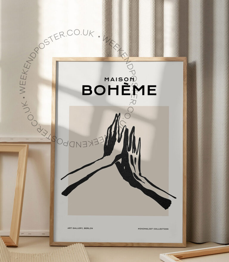 Maison Boheme minimal black and white poster