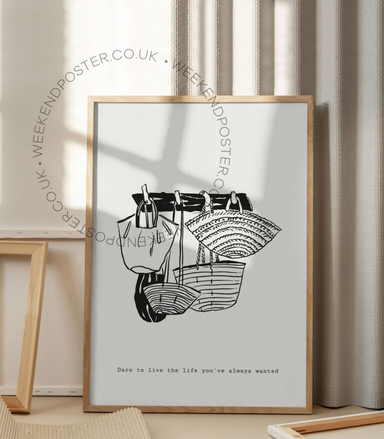 Boho Bags minimal black and white poster