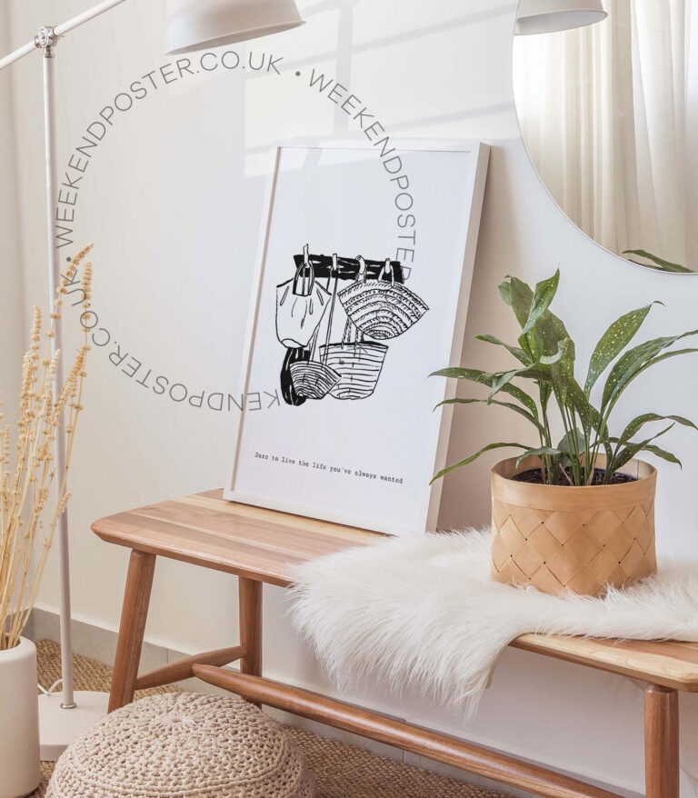 Boho Bags minimal black and white poster