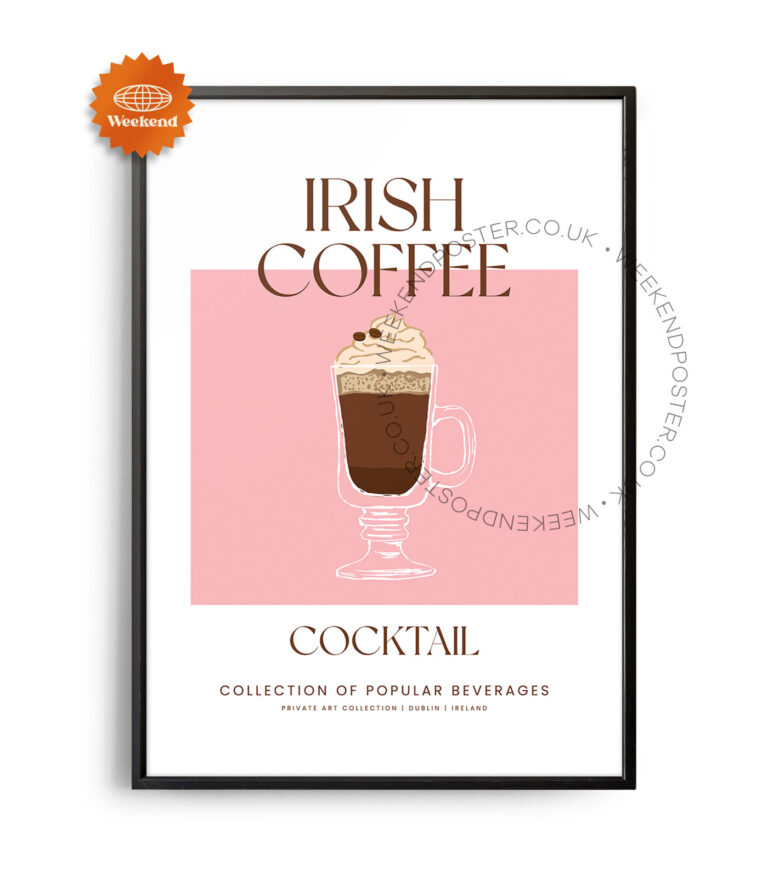 Irish Coffee colorful cocktail poster