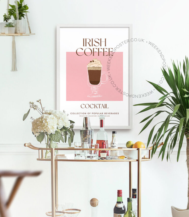 Irish Coffee colorful cocktail poster