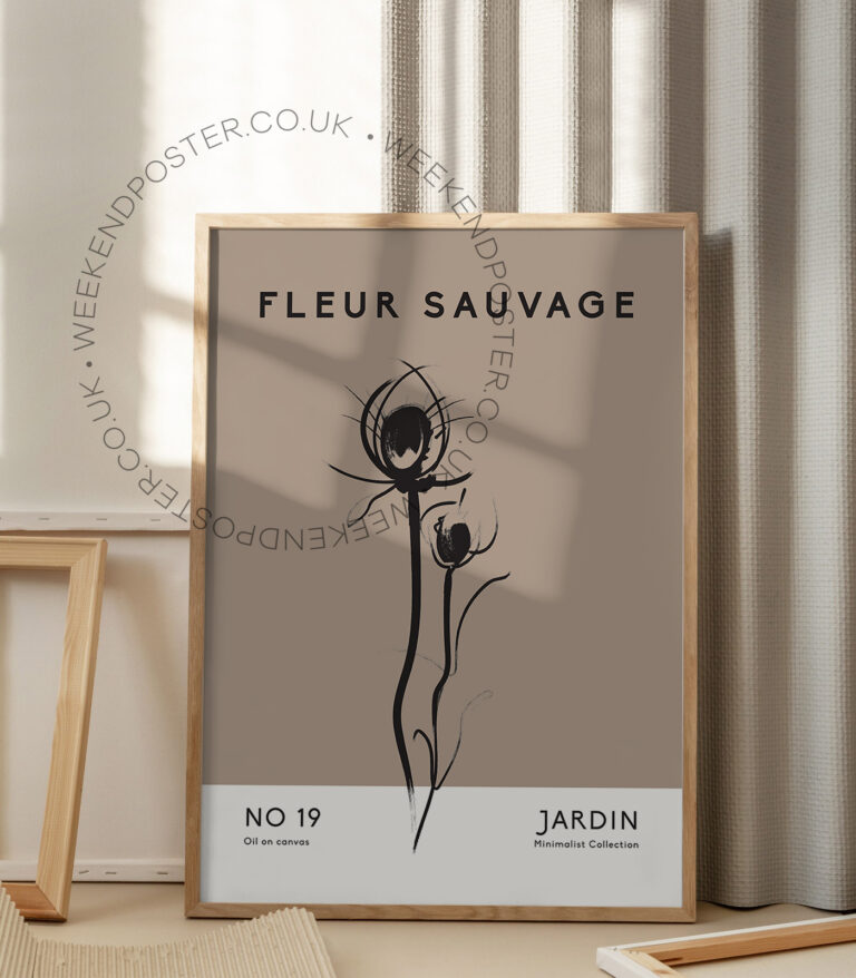Fleur Sauvage minimal black and white poster
