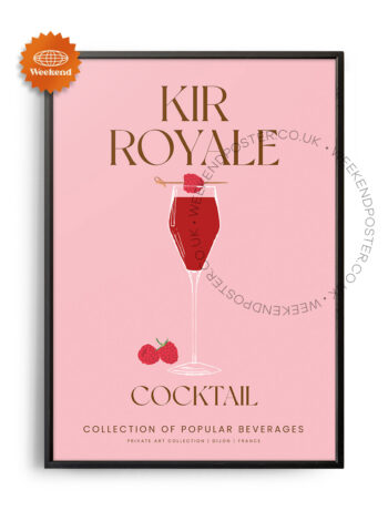 Kir Royale colorful cocktail poster