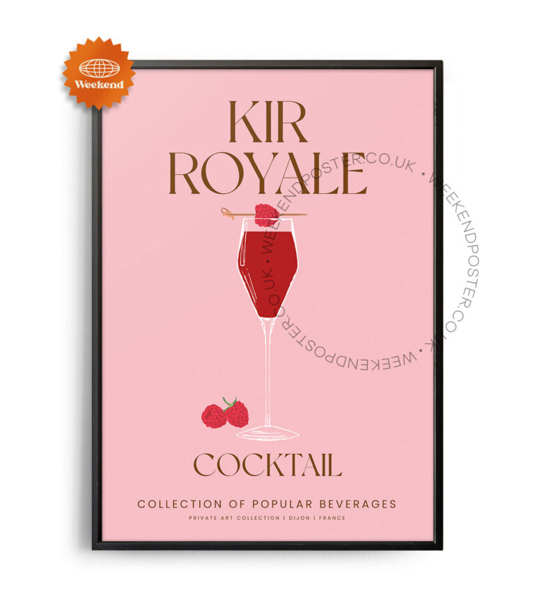 Kir Royale colorful cocktail poster