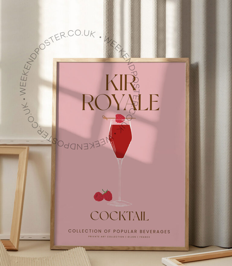 Kir Royale colorful cocktail poster