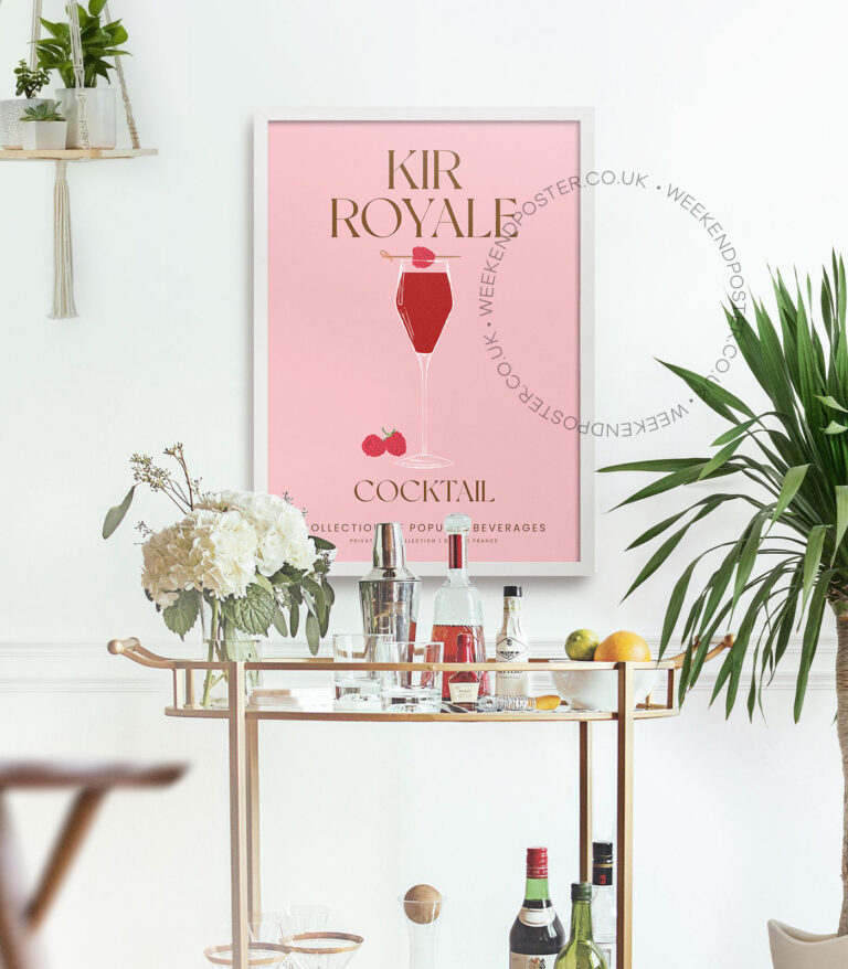 Kir Royale colorful cocktail poster