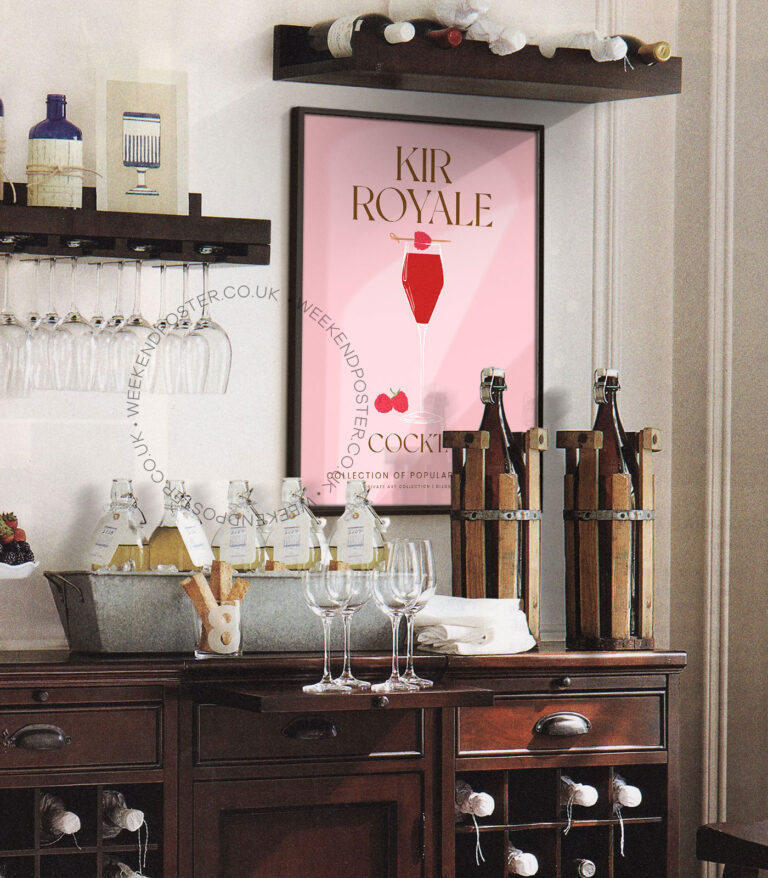 Kir Royale colorful cocktail poster